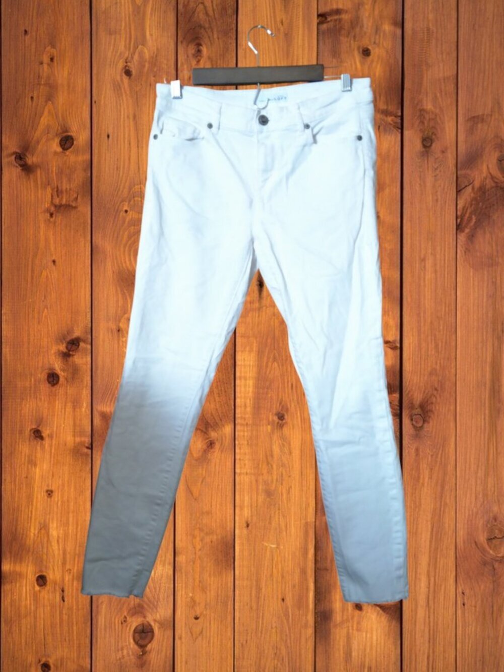 Ann Taylor Loft Modern Skinny White Jeans Stretch Size 4 Fray Hem Coastal Casual